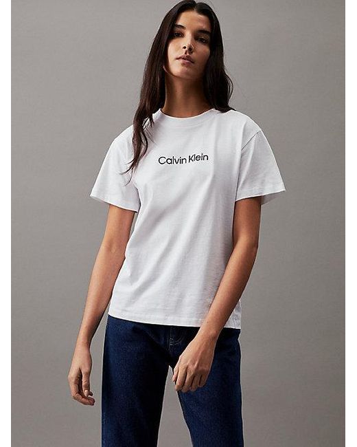 Camiseta de algodón con logo Calvin Klein de color White