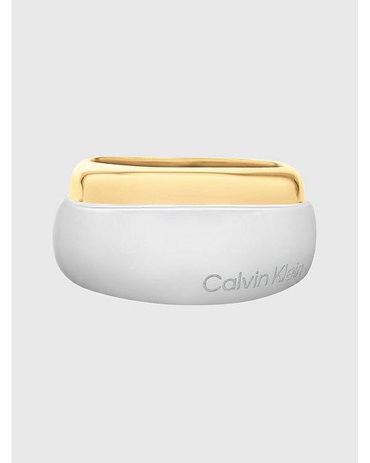 Calvin Klein White Zweifarbiger Klobiger Ring