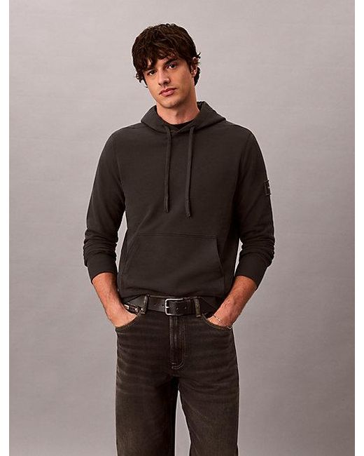 Calvin Klein Multicolor Jeans Cotton Terry Badge Hoodie for men