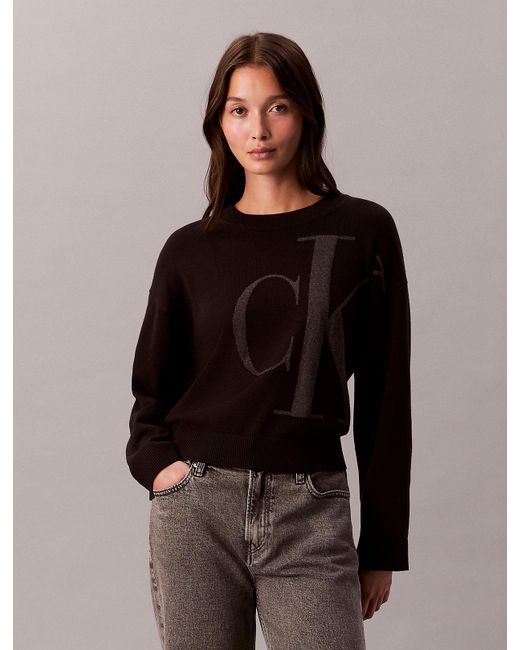 Calvin Klein Brown Smooth Cotton Monogram Jacquard Top