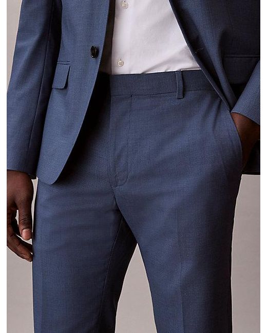 Calvin Klein Blue Houndstooth Slim Trousers for men