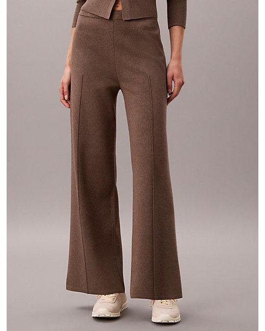 Calvin Klein Brown Tech Knit Pull On Trousers