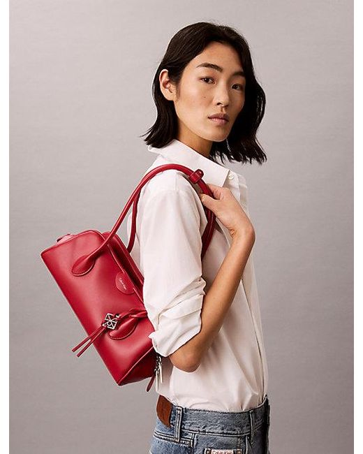 Calvin Klein Red Emblem Logo Shoulder Bag