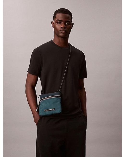 Calvin Klein Blue Striped Utility Zip Flat Pack for men