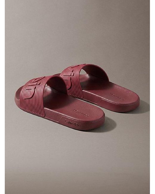 Calvin Klein Brown Nemo Contoured Emblem Logo Sliders for men