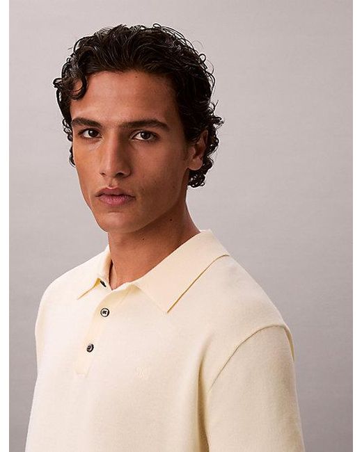 Calvin Klein Natural Supima Cotton Knit Polo Shirt for men