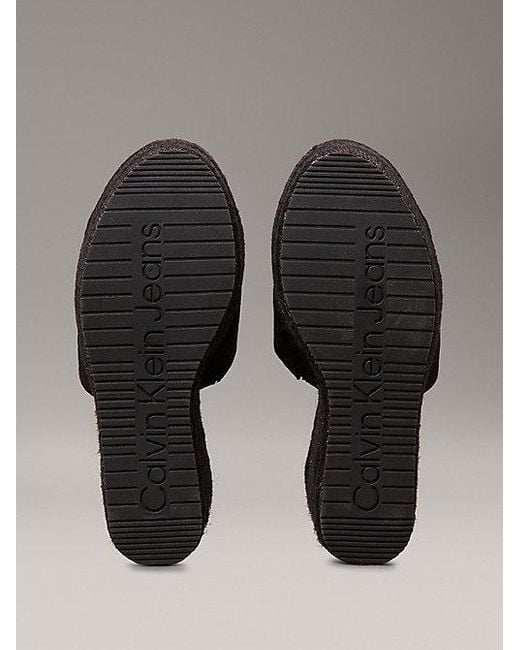 Calvin Klein Black Plateau-Espadrilles-Slippers Mit Keilabsatz