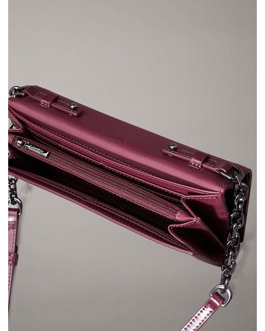 Calvin Klein Shiny Crossbody Wallet Bag in Purple Lyst UK
