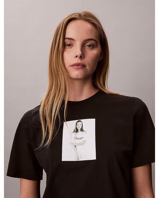 Calvin Klein Black Kate Moss Obsession Small Graphic T-Shirt