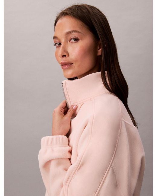 Calvin Klein Pink Polar Fleece Zip Neck Sweatshirt