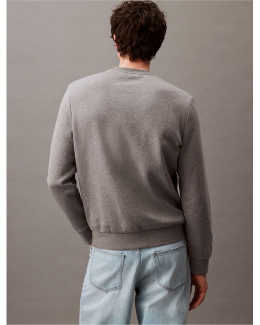Calvin Klein Gray Monogram Logo Relaxed Fleece Crewneck Sweatshirt for men