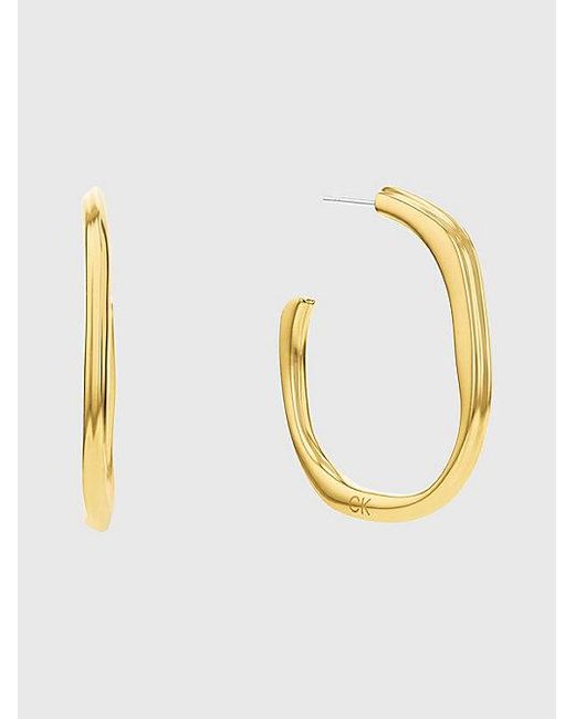 Calvin Klein White Sculpted Hoop Earrings