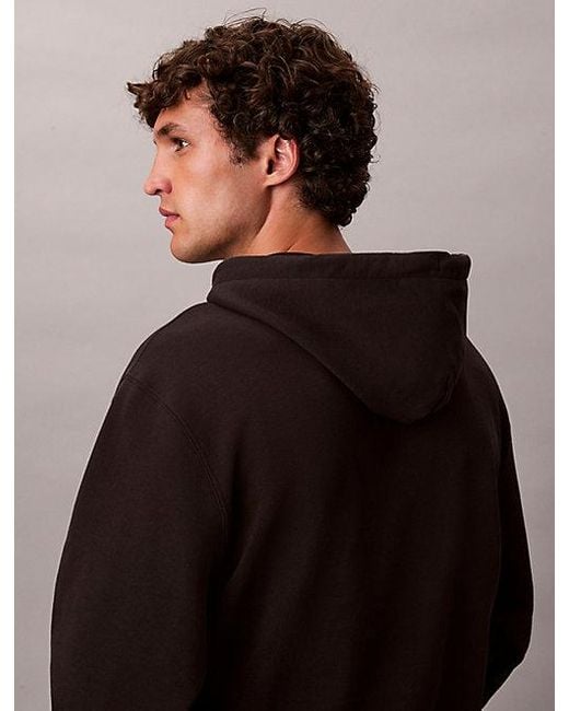 Calvin Klein Blue Jeans Cotton Terry Monogram Hoodie for men
