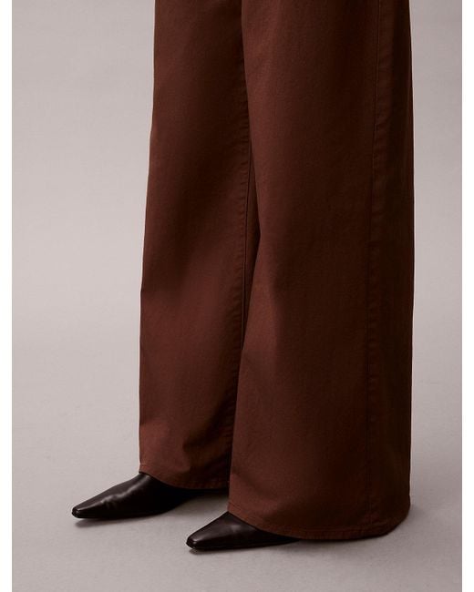Calvin Klein Brown Super Wide Leg Twill Trousers