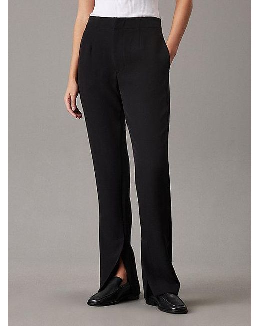 Calvin Klein Slanke Broek Met Split in het Black