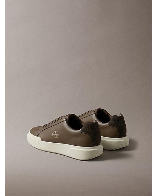 Calvin Klein Brown Leather Durable Traction Chunky Trainers for men