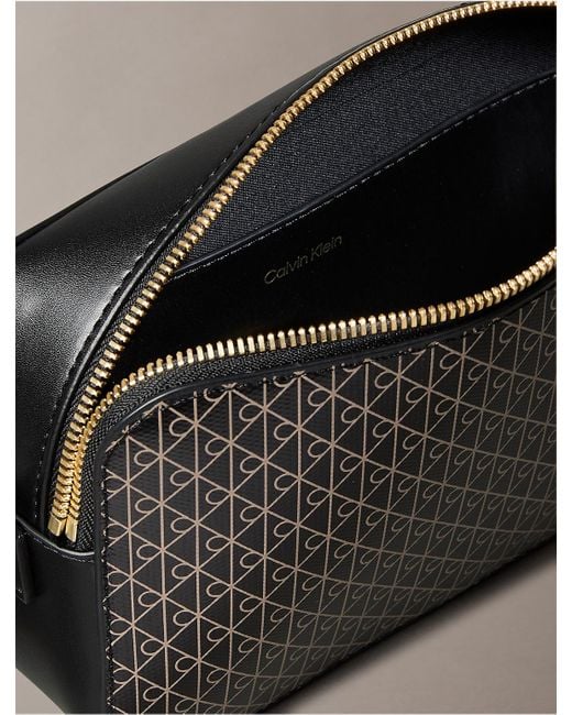 Calvin Klein Gray Allover Emblem Logo Camera Bag