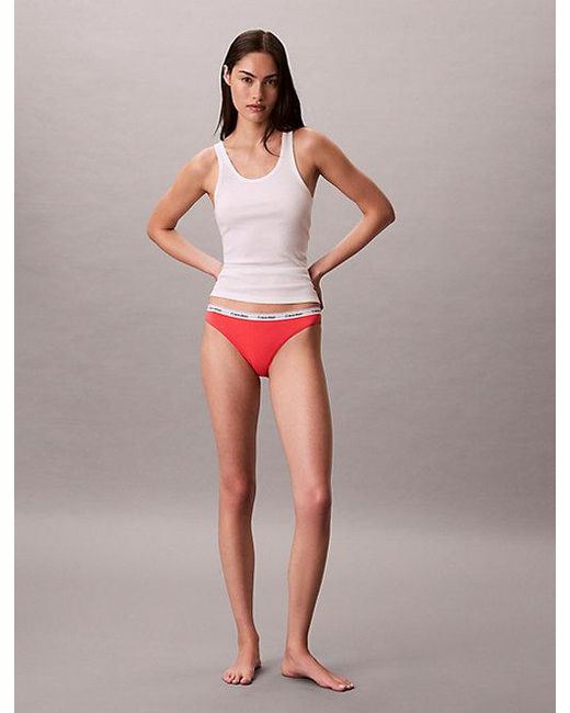 Calvin Klein Red Bikini Briefs Icon Logo
