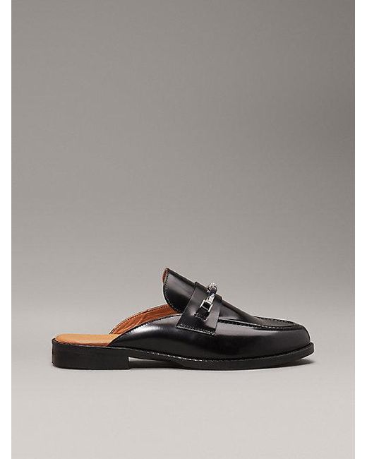 Calvin Klein Gray Leder-Mules