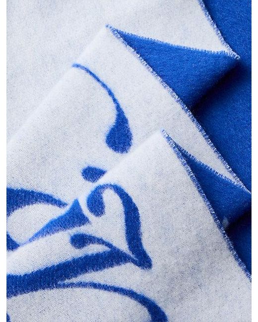 Calvin Klein Blue Warm Soft Wool Logo Scarf for men