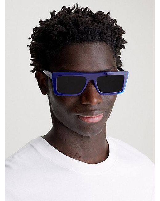 Calvin Klein Blue Jeans Rectangle Sunglasses Ckj23657S