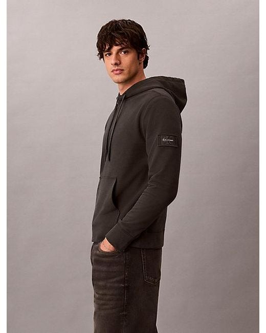 Calvin Klein Multicolor Jeans Cotton Terry Badge Hoodie for men