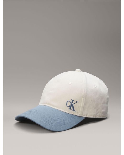 Calvin Klein White Colorblock Embroidered Logo Baseball Cap for men