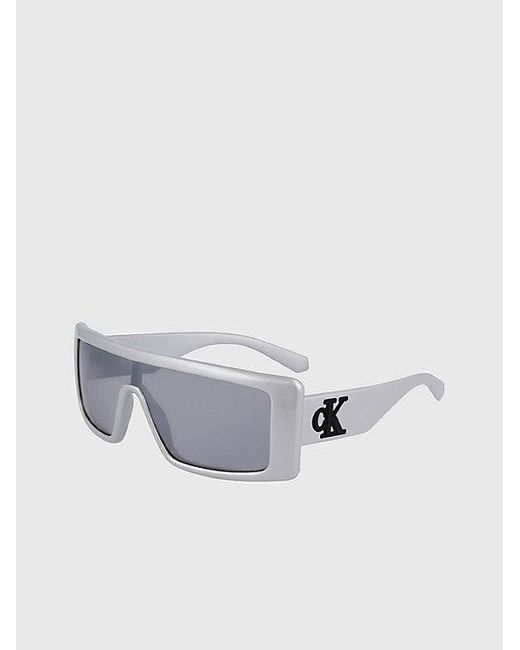 Calvin Klein Gray Jeans Shield Sunglasses Ckj23655S