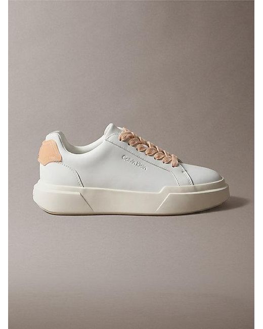 Calvin Klein Metallic Leather Durable Traction Chunky Trainers