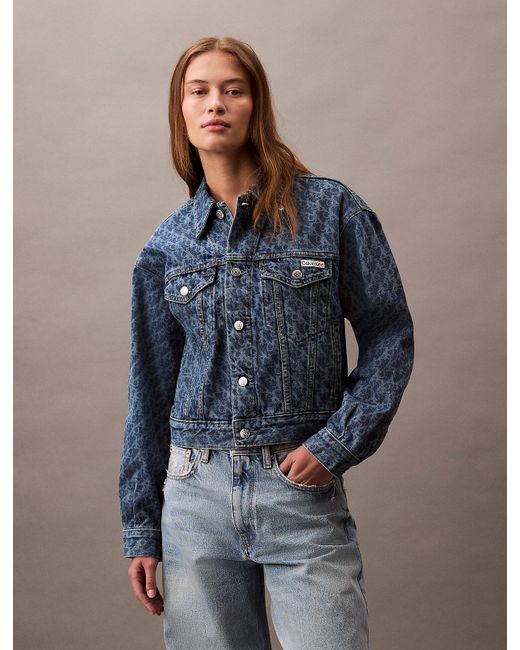 Calvin Klein Blue 90's Logo Denim Jacket