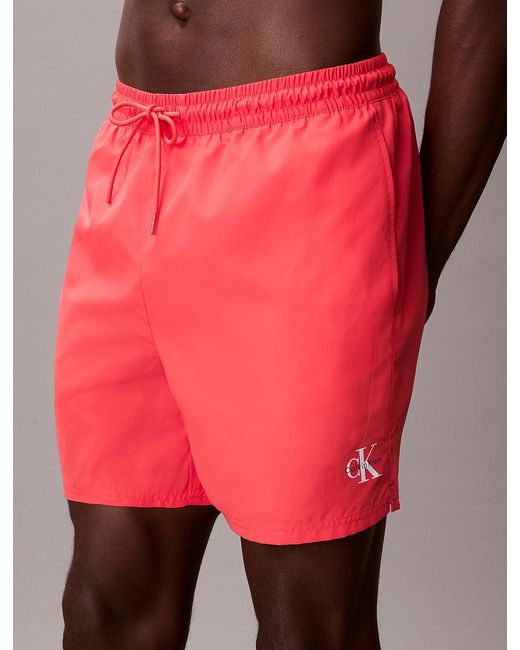 Calvin Klein Red Medium Drawstring Swim Shorts for men
