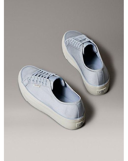 Calvin Klein Gray Jeans Moiré Comfort Platform Trainers