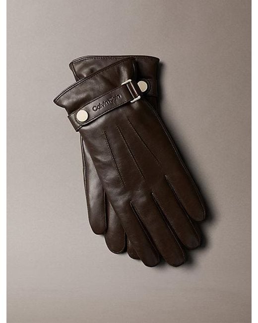 Calvin Klein Zachte Nappaleren Touchscreen Handschoenen in het Brown voor heren