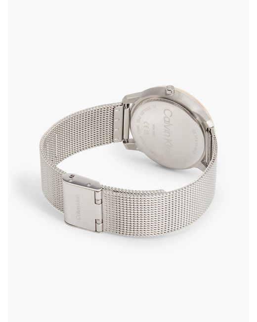 Calvin Klein Gray Monogram Logo Mesh Bracelet Watch