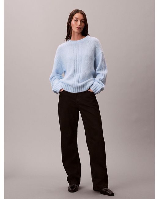 Calvin Klein White Brushed Blend Pullover Jumper