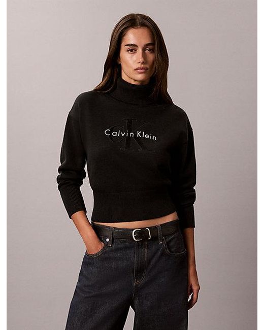 Calvin Klein Black Jeans Monologo Turtleneck Jumper