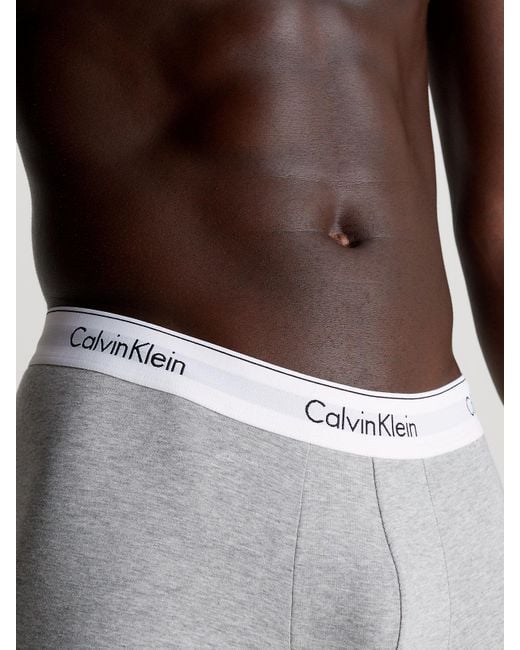 Calvin Klein Gray 3 Pack Low Rise Trunks - Modern Cotton for men