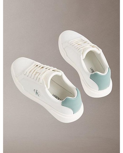Calvin Klein Gray Leather Durable Traction Chunky Trainers