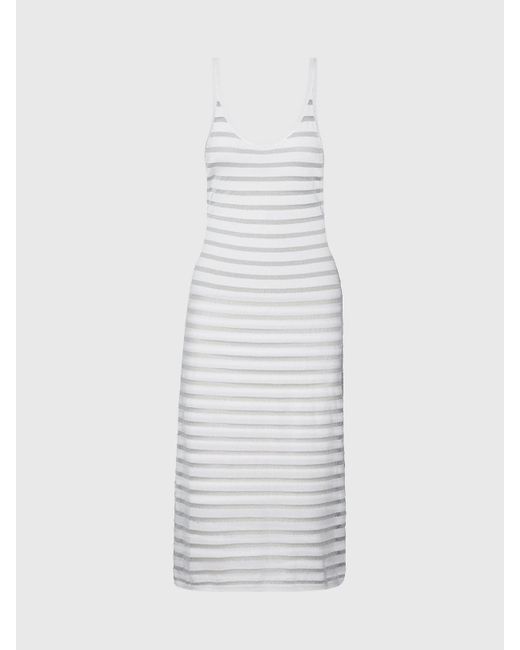 Calvin Klein White Sheer Stripe Knit Beach Dress