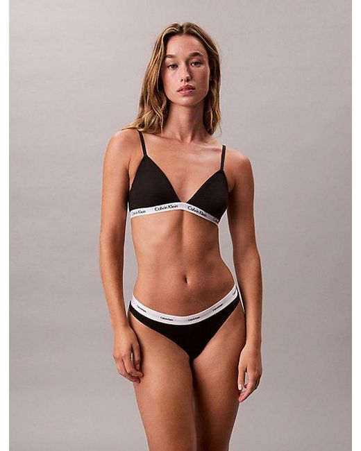 Calvin Klein Black Thong Cotton Stretch Rib