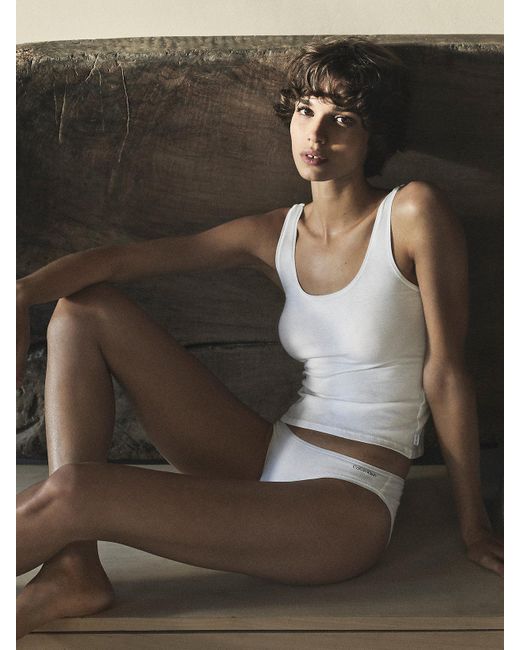 Culottes taille basse - Ideal Cotton Calvin Klein en coloris White