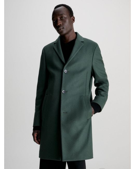 Calvin Klein Green Wool Cashmere Blend Coat for men
