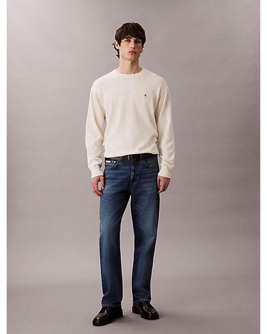 Calvin Klein Relaxed Monogram Trui Van Katoen in het Natural voor heren