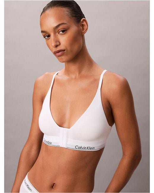 Calvin Klein White Icon Cotton Modal Post Surgery Lightly Lined Triangle Bralette