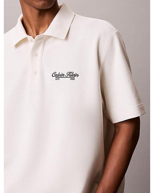 Calvin Klein Natural Jeans Embroidered Logo Polo Shirt for men
