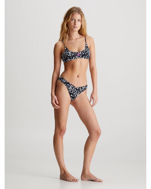 Calvin Klein Black Brazilian Bikini Bottoms - Ck Leopard