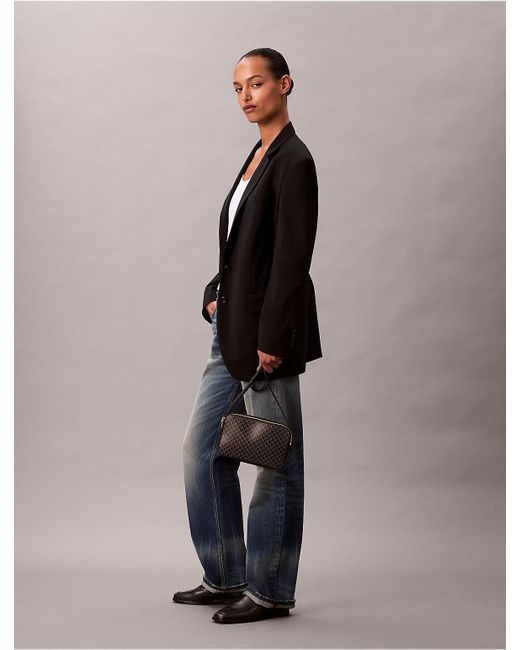 Calvin Klein Gray Allover Emblem Logo Camera Bag