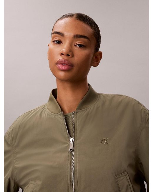 Calvin Klein Brown Lightly Padded Nylon Bomber Jacket
