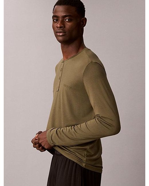 Calvin Klein Multicolor Henley Pyjama Top Ultra Soft Modal for men