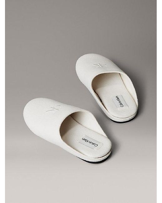 Calvin Klein Gray Felt Signature Logo Mule Slippers